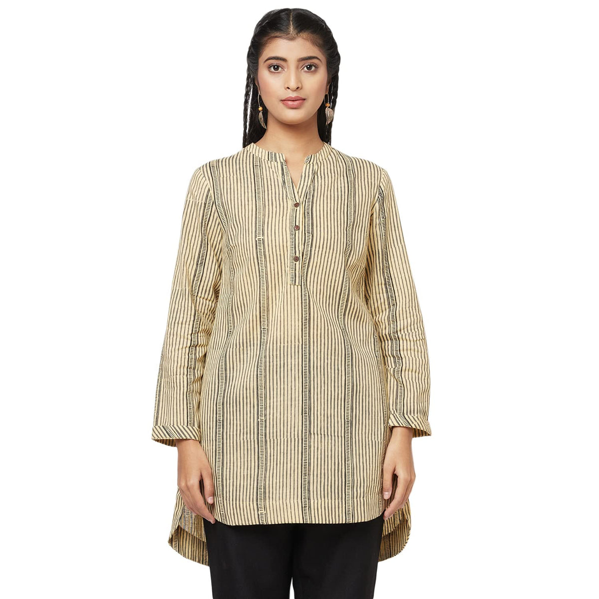 Fabindia WomenS Cotton Printed Regular Tunic_Beige_Xs