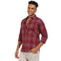 Campus Sutra Mens Maroon Red Chalk Tartan Plaid Shirt for Casual Wear | Spread Collar | Long Sleeve | Button Closure | Cotton B