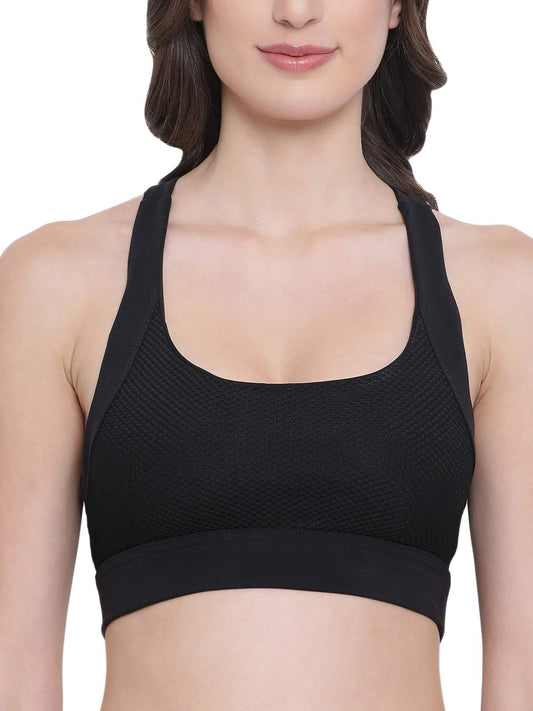 Clovia Womens Padded Non-Wired Activewear Gym/Sports Bra (BR1974P13_Black_L)