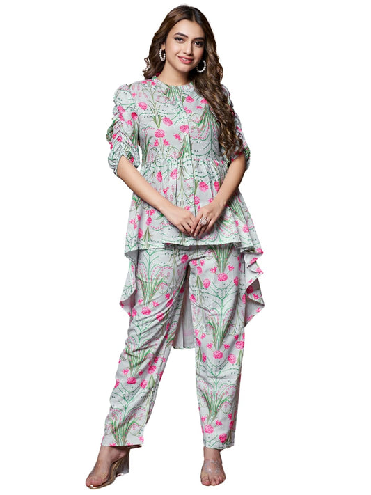 Leriya Fashion Women'S Rayon Floral Regular Western Co-Ord Set (Lf-W1936&Tr958_Green_S)