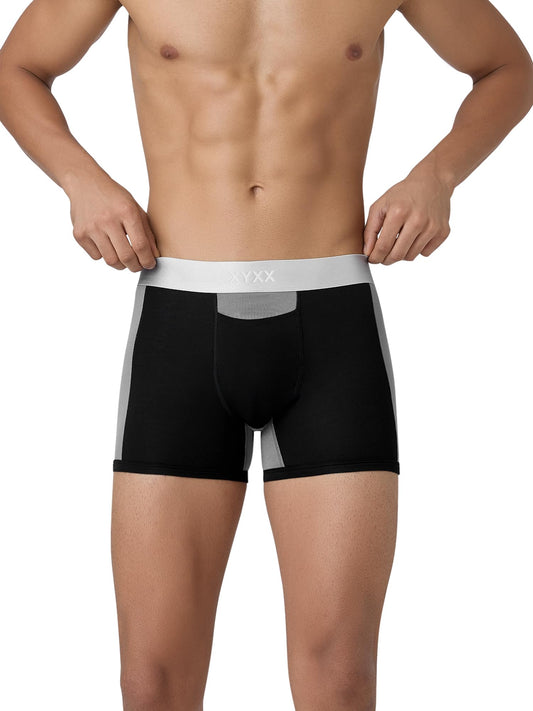 XYXX Mens Modal Classic Regular Trunks (Pack of 1) (XYTRNK_R8_1_Black & Steel Grey