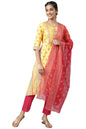 Aurelia WomenS Liva Yellow Asymmetric Kurta With Pink Trouser And Dupatta_22Aud10476-504001_Xxl