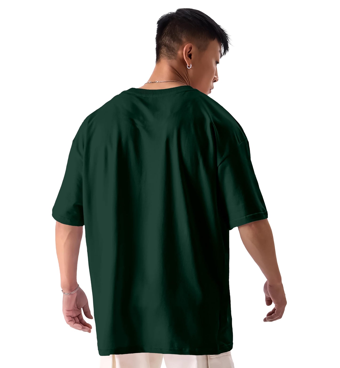 SHODOX Mens 100% Cotton Oversized Half Sleeve Tshirt for Men - Drop Shoulder Front and Back Printed Round Neck Tshirts, Relaxed