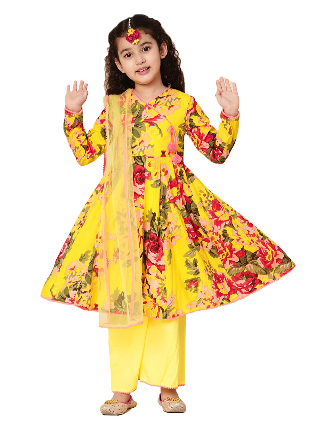 A.T.U.N. (All Things Uber Nice) A.T.U.N. Girls Floral Printed Anarkali Palazzo Set