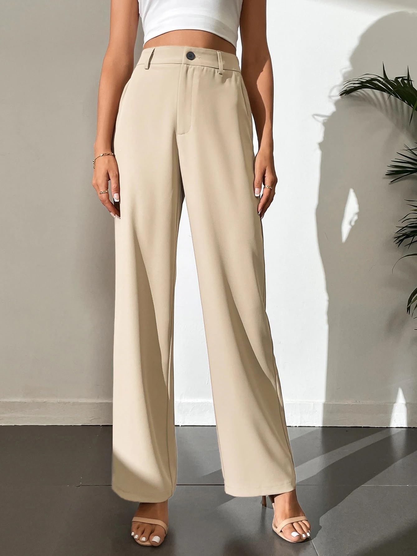 Toochki Trouser for Women | High Waist Trousers for Womens | Summer Track Pant | Casual Spandex Pants Beige