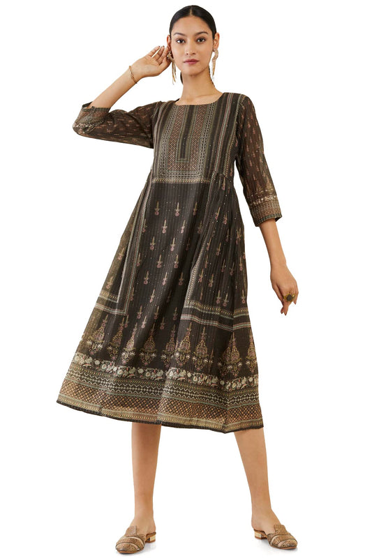 Soch Women's Chanderi Floral Regular Dress Shirt