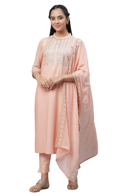 Aurelia WomenS Cotton Kurta Set (24Feas14229-704560_Dusky Peach