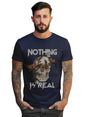 Peppyzone Mens Regular Fit T-Shirt (PZ-Skull458_Navy Blue