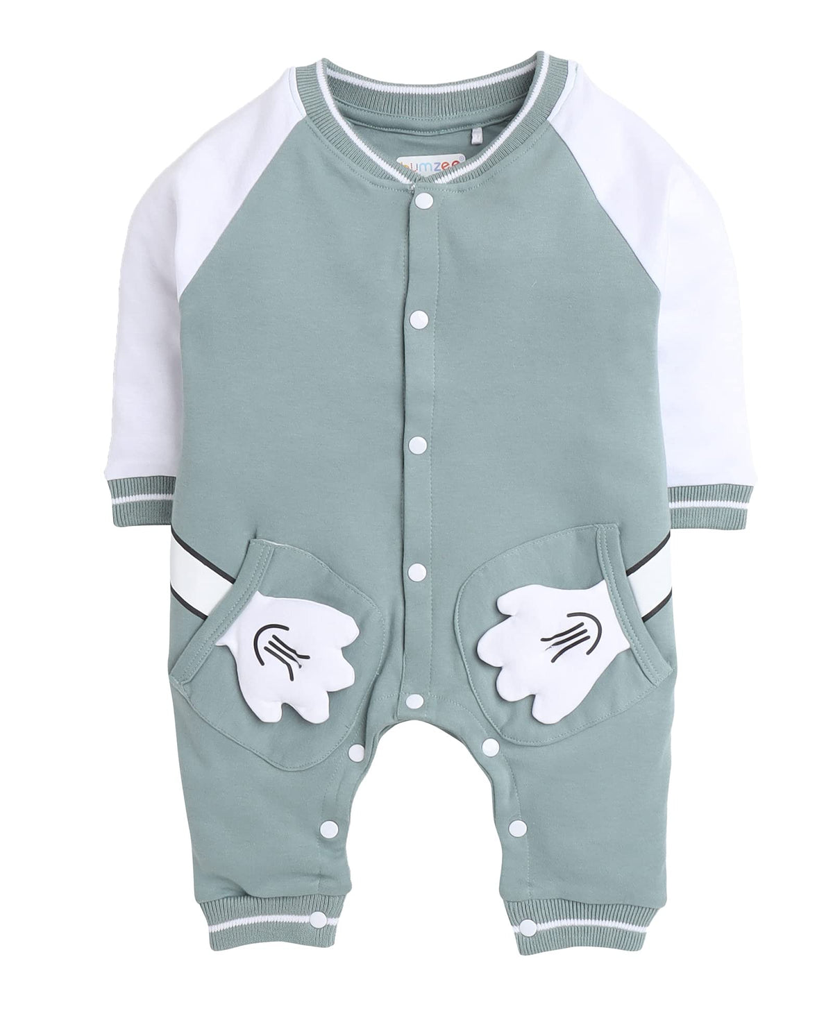 BUMZEE Green Boys Full Sleeves Fancy Sleepsuit Age - 6-9 Months (Peb318D-grn)