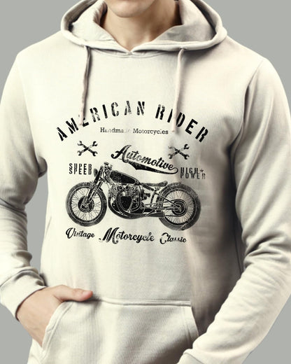 ADRO Mens Cotton Neck Hooded Sweatshirt (H24-AME-WS_White Sand
