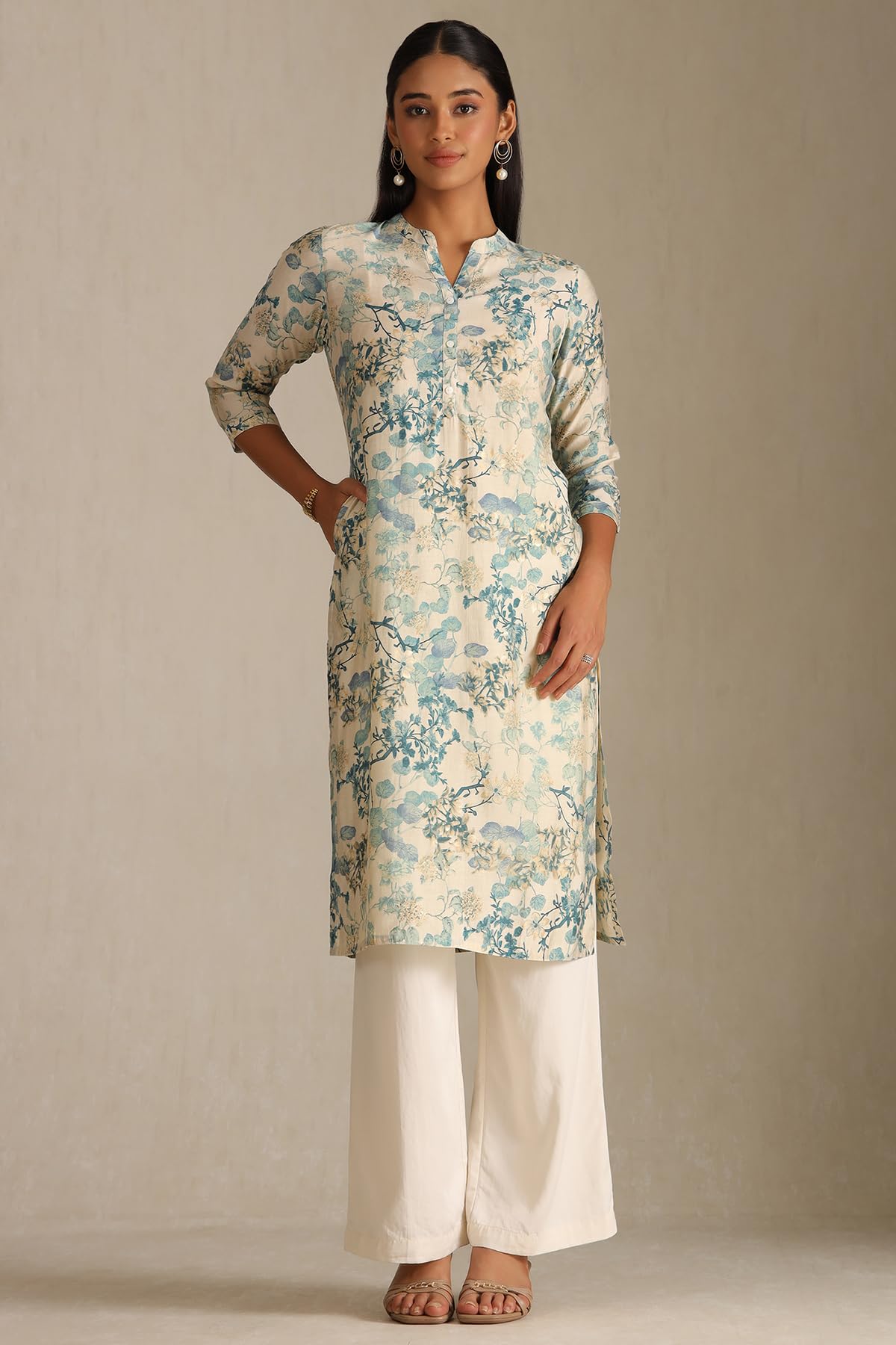 Soch Womens Muslin Floral Straight Kurta (CWA5KU61426_Teal