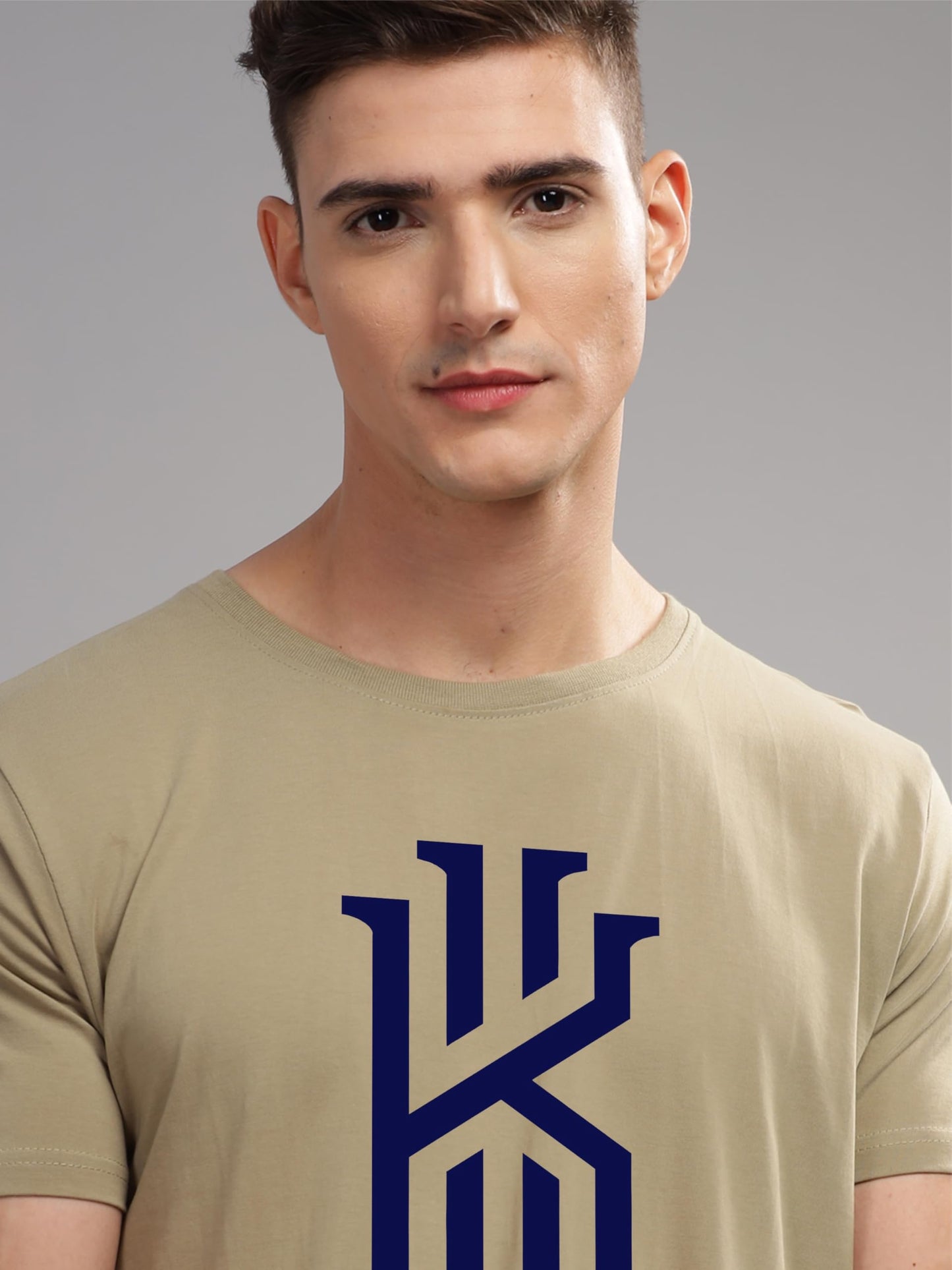 ADRO Mens Printed T Shirt - Premium Cotton Graphic Printed Tshirt - Beige T-Shirt - RN24-KOBE-BE