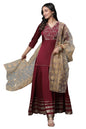 Aurelia Embroidered Maroon Blend Dori Kurta Dupatta Bottomwear