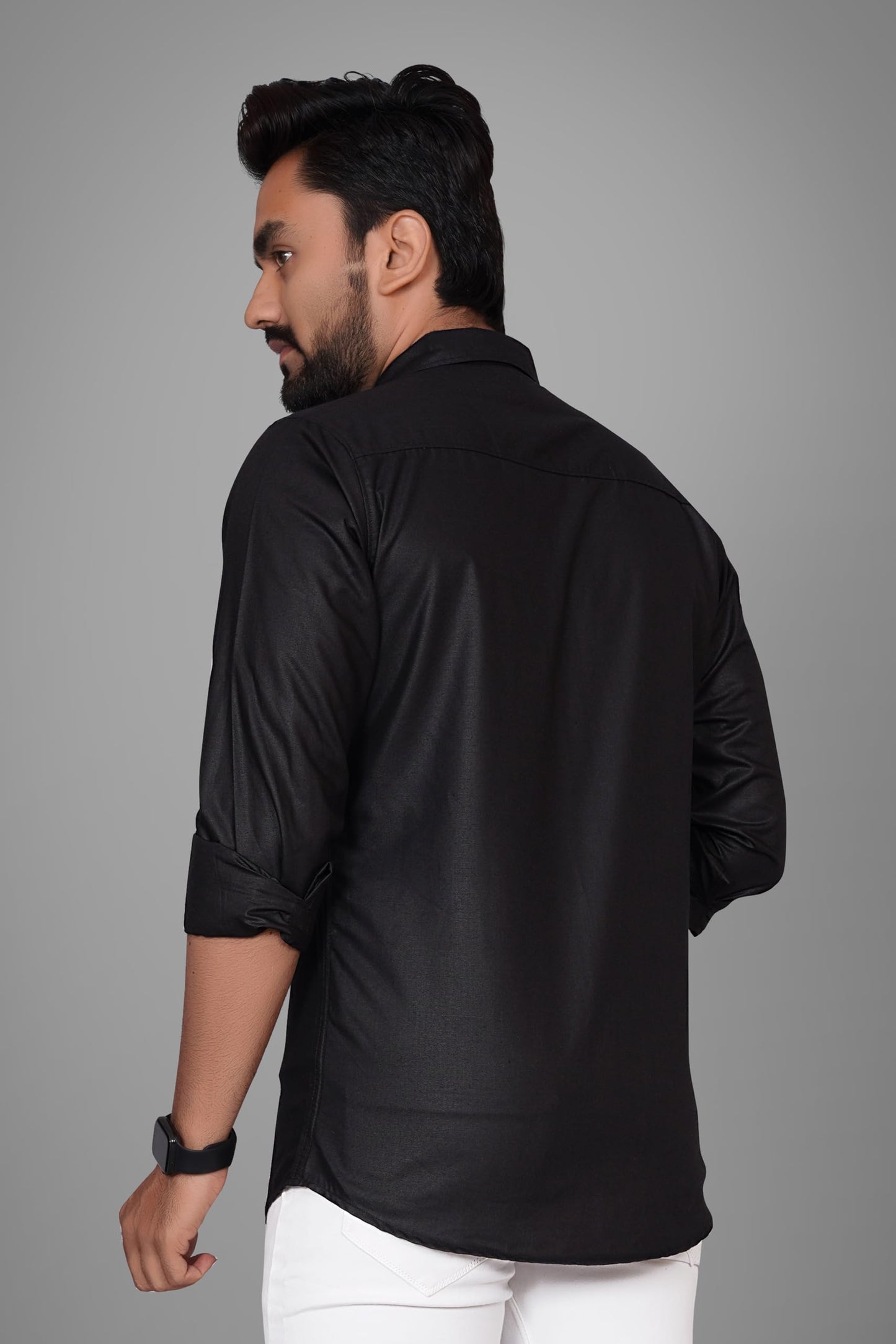 Besix MenS Cotton Solid Shirt With Spread Collared Full Sleeve Curved Hem Standard Tailored Fit Length | Shirts For Men Cotton