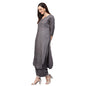 idaLia Grey Rayon Straight Solid Kurta Set for Women 3/4 Sleeve, Round V Neck Designer Kurta Set with Palazzo for Women