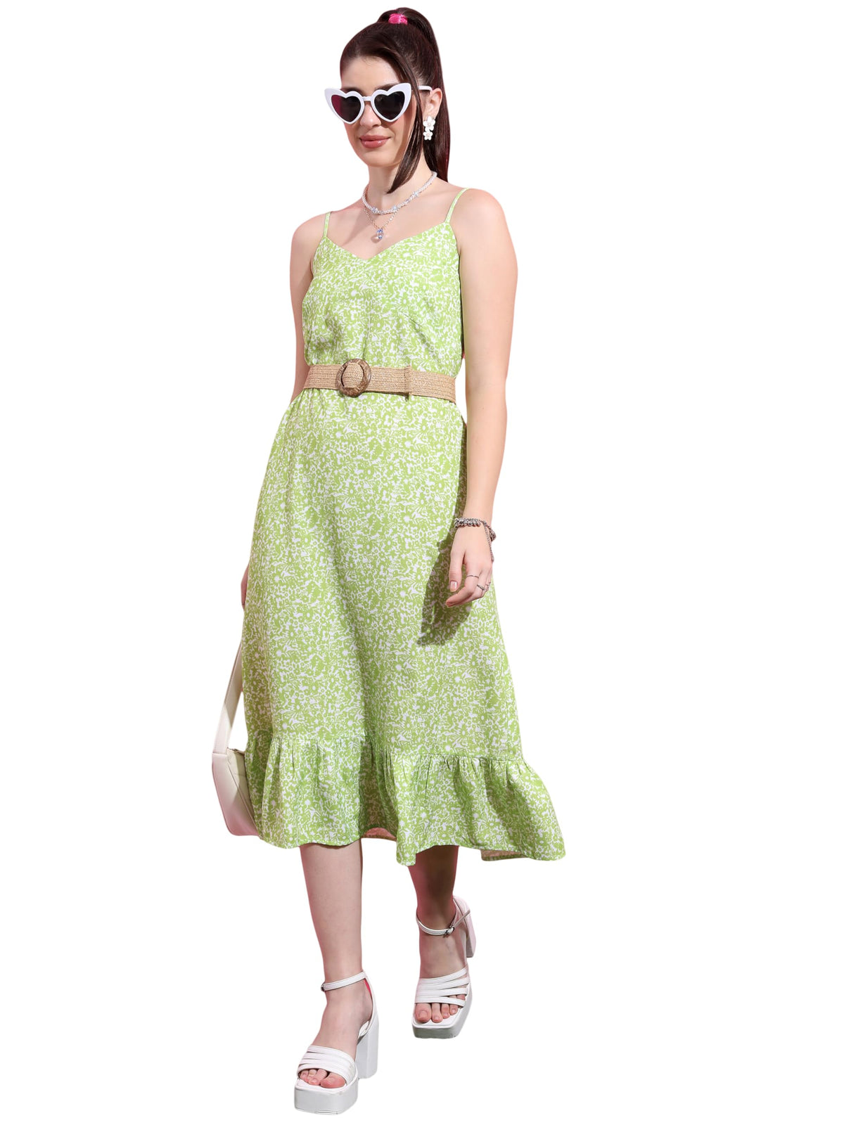 Ketch Women Sleeveless Casual Fit Dress Khj6000477 Lime Green M