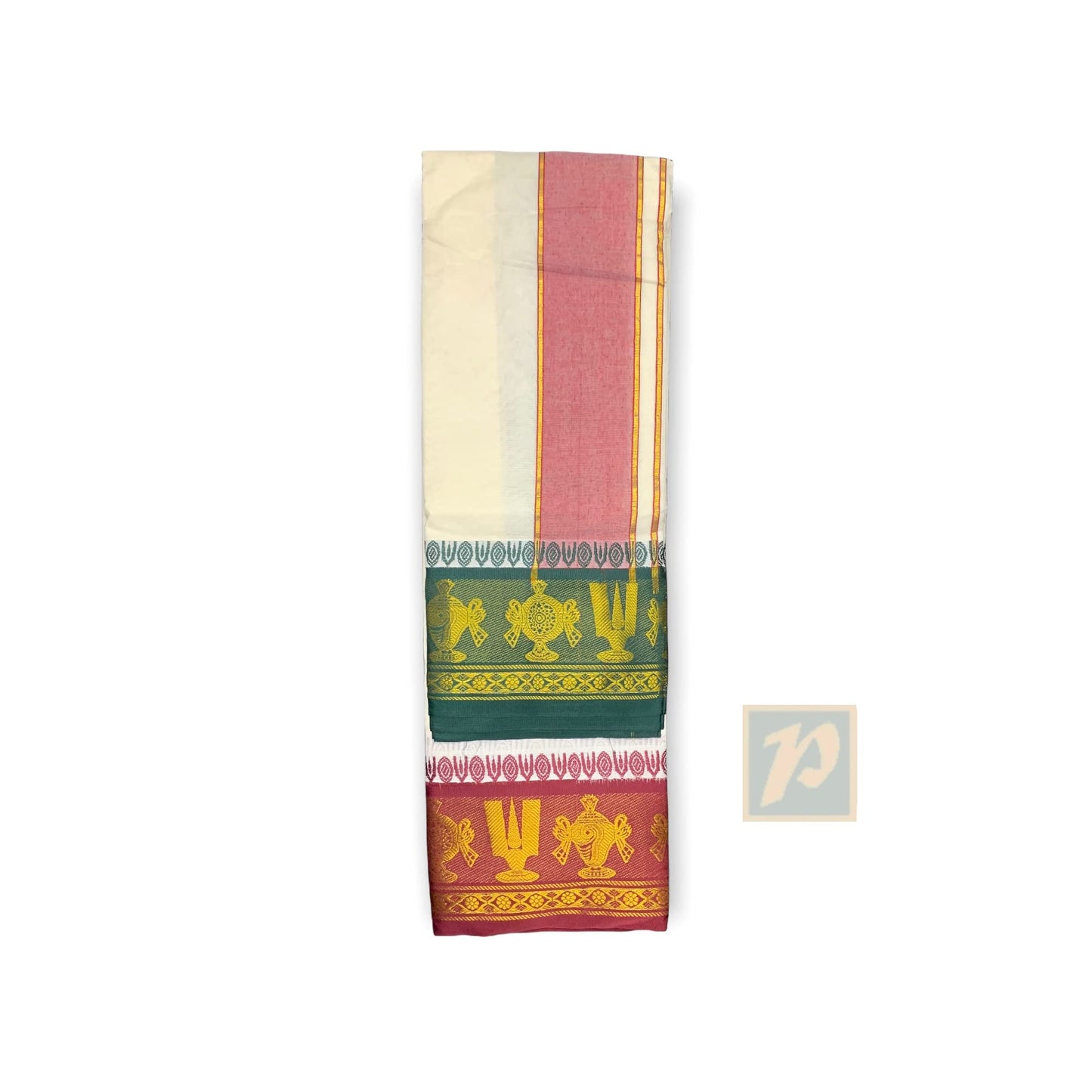 Prakasam Cotton Mens 9X5 (Panjakejam) Dhoti And Towel Set/100% Cotton Dhoti And Towel Attached Together Set/1.28X4.05 Mtrs Dhoti
