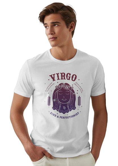 Peppyzone Mens Regular Fit T-Shirt (PZ-ZodiacVirgo6012_White