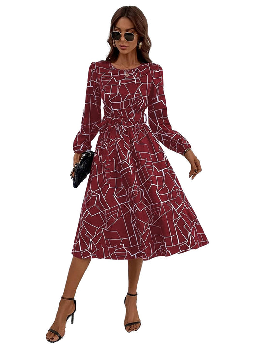 Kotty WomenS Fit And Flare Maroon, White Dress