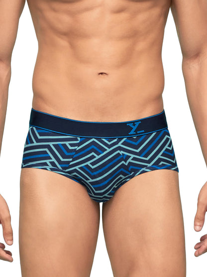 XYXX Mens Cotton Striped (Pack of 2) CR16_Brief_01_2_3_Black Blue Stripes