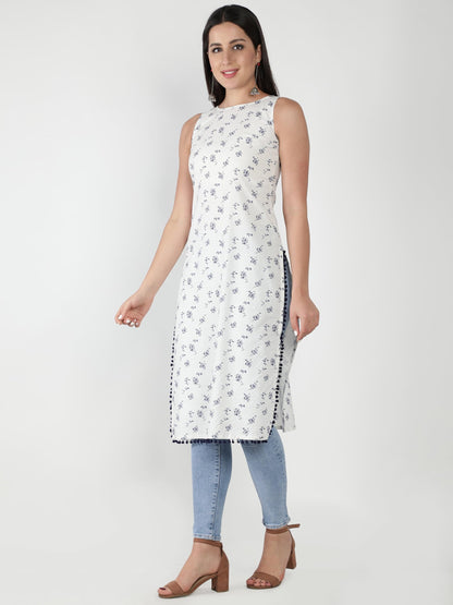 Patlani WomenS Micro Crepe Full Stitched Kurti. White