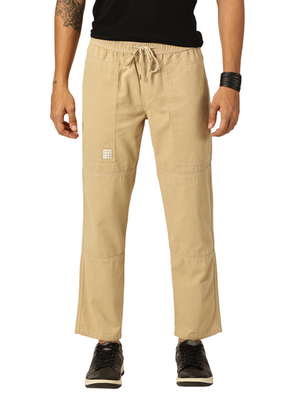 Thomas Scott Mens Relaxed Fit Pure Cotton Trousers Beige