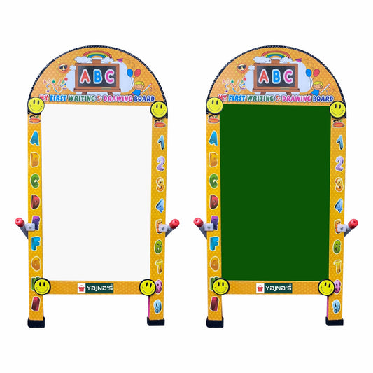 Yajnas Premium Standy Portable Dual Sided Both Side Writing Whiteboard & Greenboard With Wooden Duster & Portable Iron Stand For
