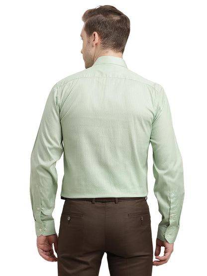 Turtle Men 100% Cotton Regular Fit Light Green Printed Full Sleeve Formal Shirt