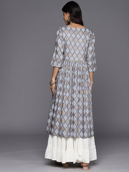 Libas WomenS Viscose Rayon Yoke Design A-Line Kurta (26448_Grey