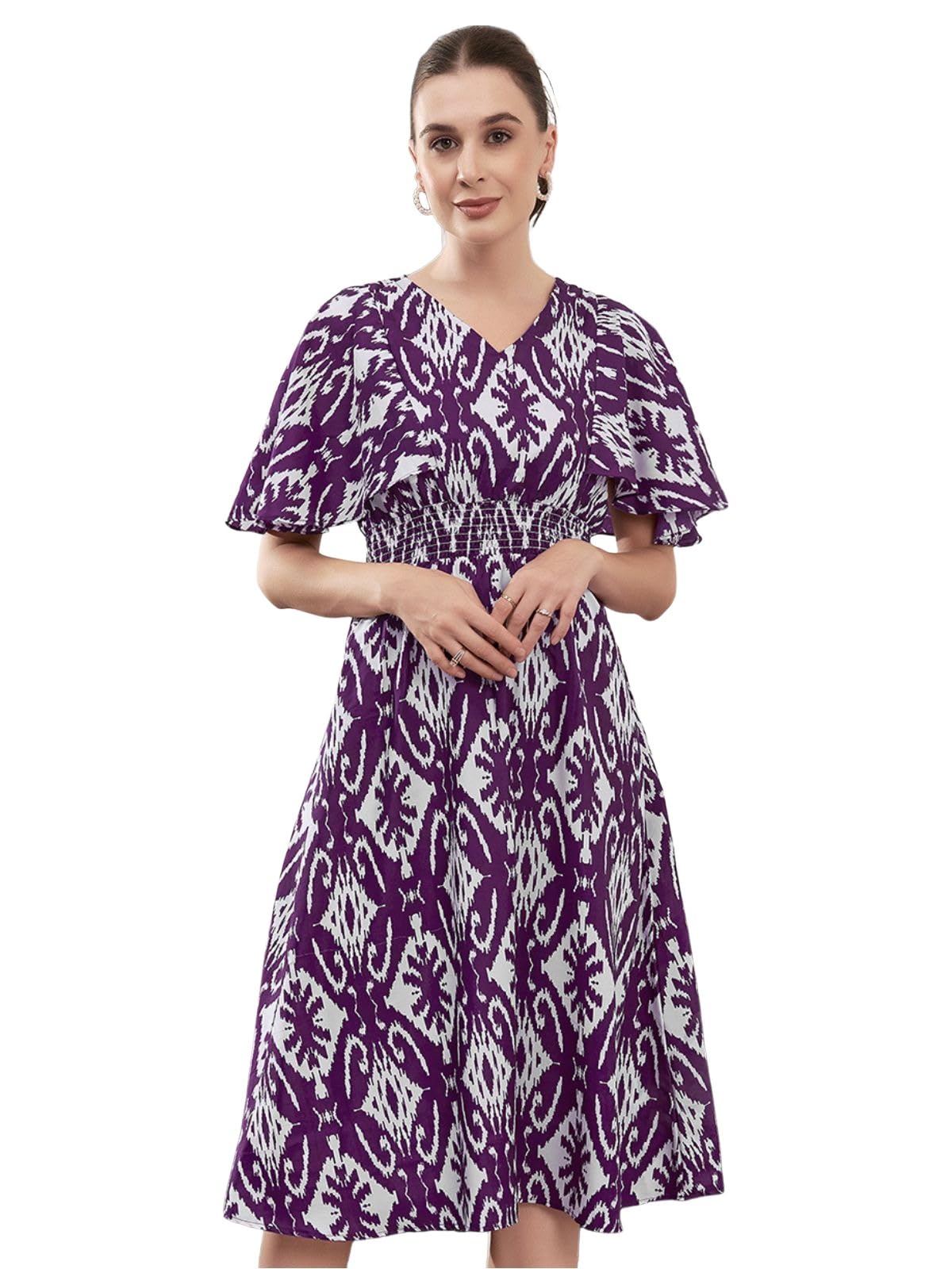 Selvia Western Dress For Women | Printed Crepe Western Dress For Women | Fit & Flare Dress For Women | One Piece Dress For Women