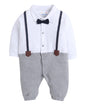 BUMZEE Grey & White Suspender Print Boys Full Sleeves Fancy Sleepsuit Age - 9-12 Months, (Peb285E-grey.White)