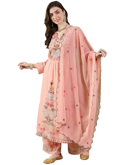 Fashion Basket WomenS Green Georgette Kurta Set With Dupatta