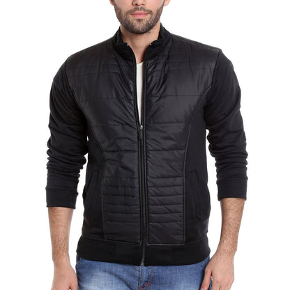Campus Sutra Mens Electric Blue Quilted Puffer Regular Fit Bomber Jacket for Winter Wear | Hooded Collar | Full Sleeve | Zipper