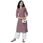 Stylum Women's Printed Cotton Slub Straight Kurta (Yellow)