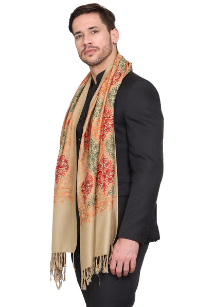 Weavers Villa Mens Matka Embroided Cashmilon Gents Shawls, Stoles, Muffler for Men, 70cm x 200cm