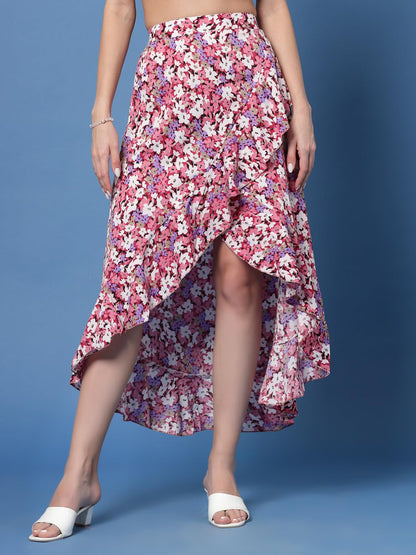 OOMPH! Long Skirts for Women Pink - msk058