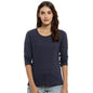 Campus Sutra Womens Blue Denim Full Sleeve Regular Fit Top for Casual Wear | Structured Top Crafted with Comfort Fit and High-P