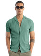 Noble Monk MenS Solid Casual Shirt |Half Sleeve | Regular Fit |Stylish Shirt For Men Malachite Green