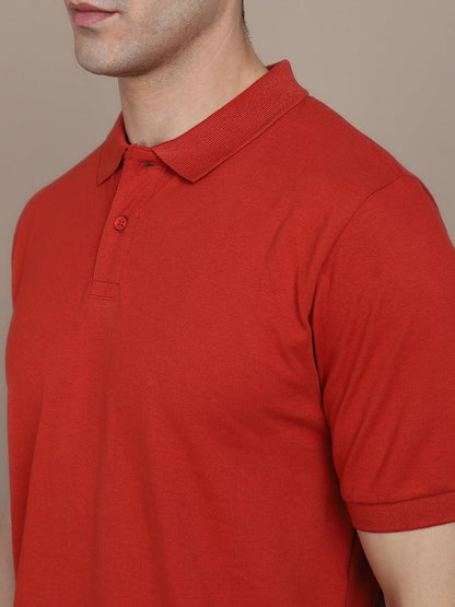 Dennis Lingo Mens Cotton Red Polo T-Shirt (Solid)