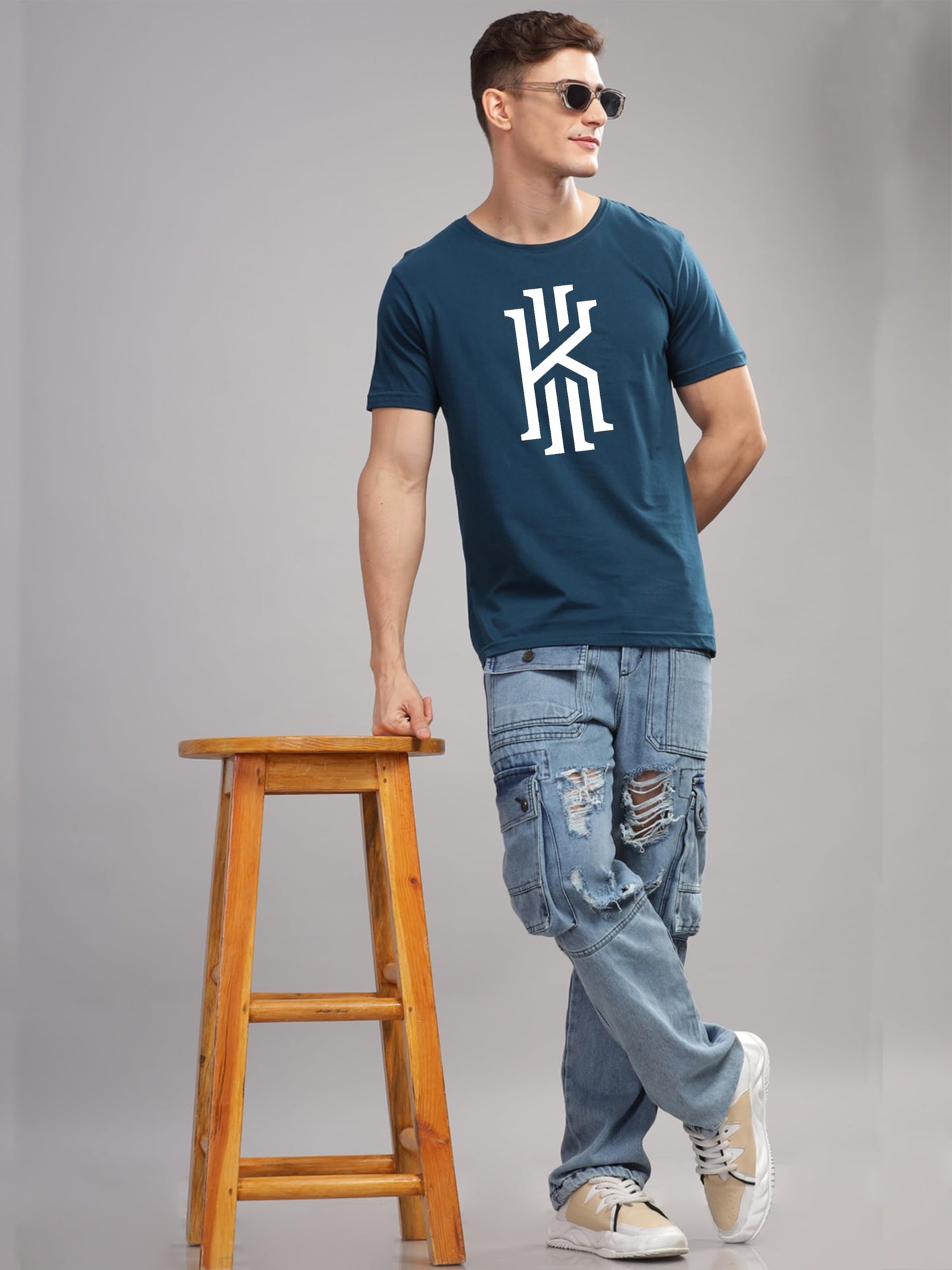 ADRO Mens Printed T Shirt - Premium Cotton Graphic Printed Tshirt - Teal T-Shirt - RN24-KOBE-SB