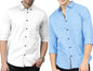Noble Monk MenS Solid (Combo Pack Of 2) -Regular Fit Casual Shirt |Full Sleeve - Regular Fit