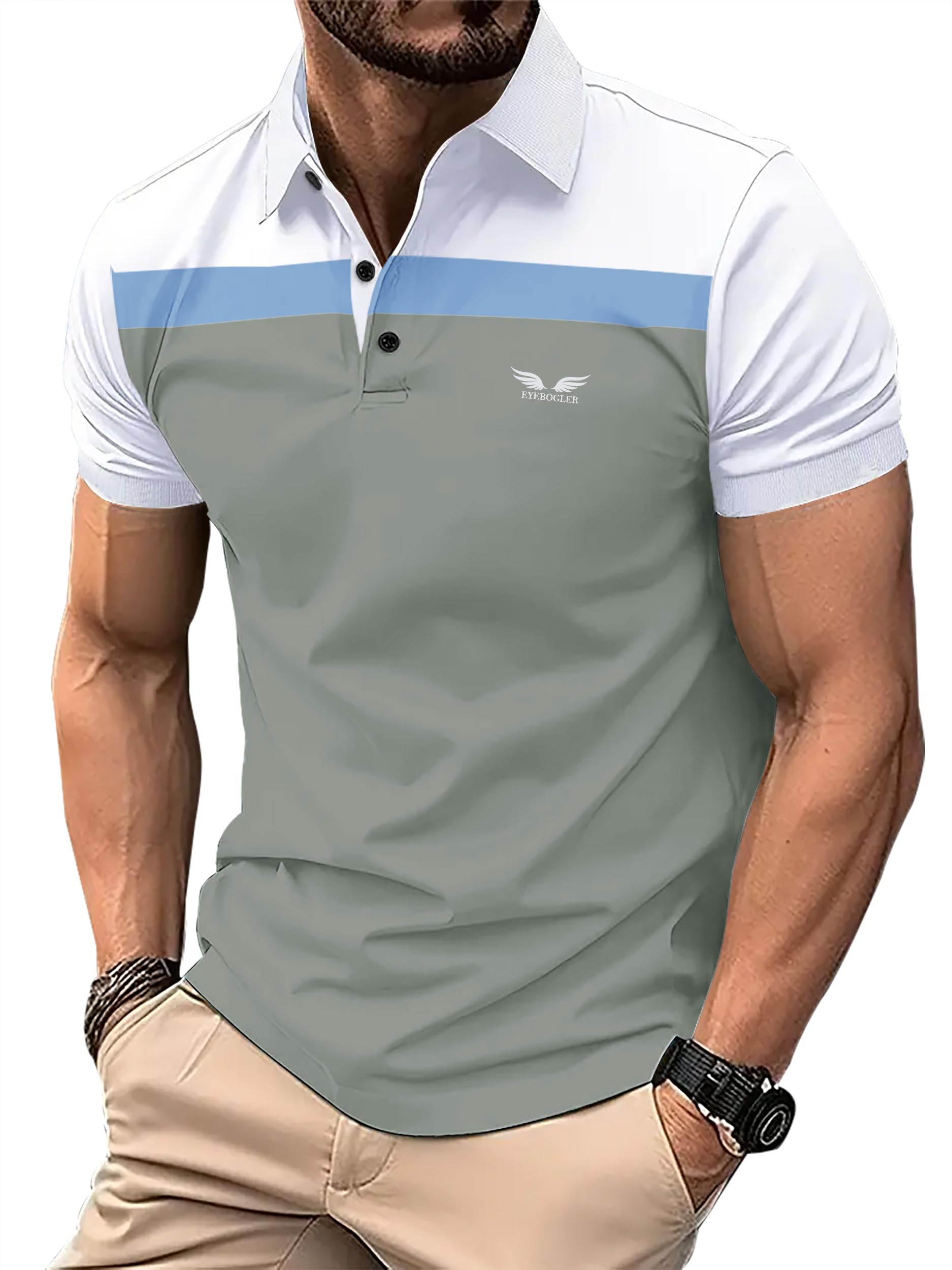 Eyebogler Mens Cotton Blend Polo Neck Half Sleeve Printed Tshirt