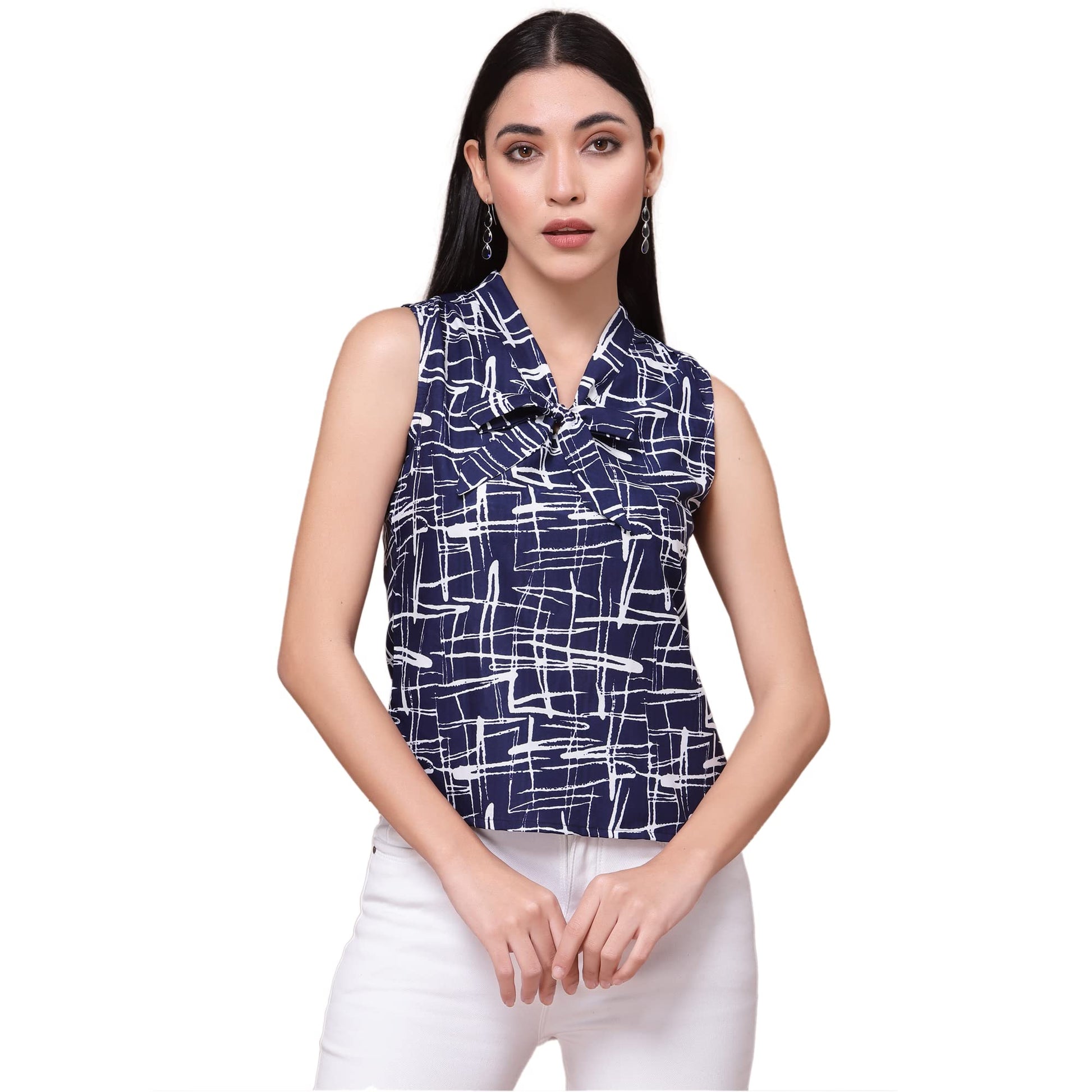OOMPH! Sleeveless Tops for Women, Blue - mt466
