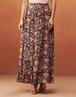 Fabindia Black Viscose Kalamkari Printed Maxi Skirt