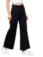 Miss Chase WomenS Wide Leg High Rise Clean Look Regular Stretchable Denim Jeans Black