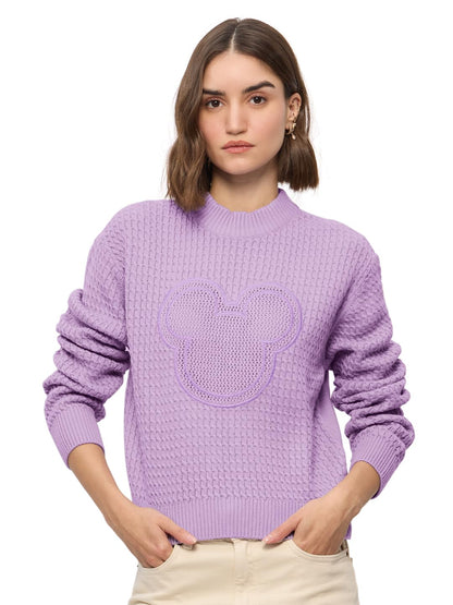 The Souled Store Official Mickey Mouse : Ombre Oversized Front Zip Knitted Sweaters for Womens and Girls