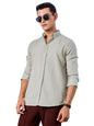 Thomas Scott Mens | Self Designed | Full Sleeves | Solid | Button Down Collar | Slim Fit | Polyster Blend | Shirt | (TS1718_Gre