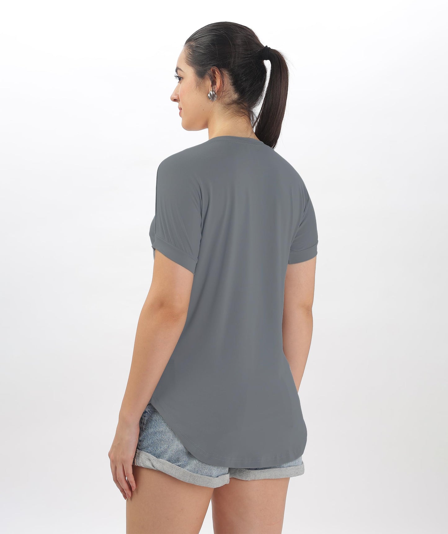 SHODOX Womens Cotton Blend Solid Regular fit Round Neck Short Sleeve T-Shirt (Pack of 1)