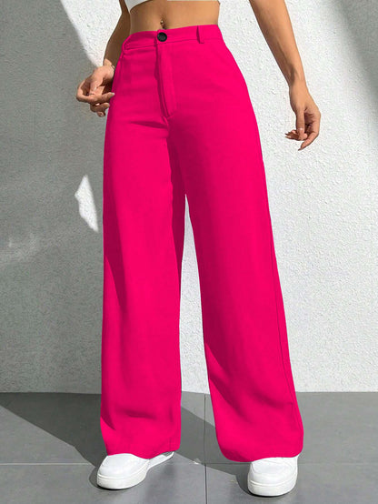 Toochki Tailored Trousers for Womens | Women High-Waisted Pant | Solid Korean Bottom Wear Trouser Pink