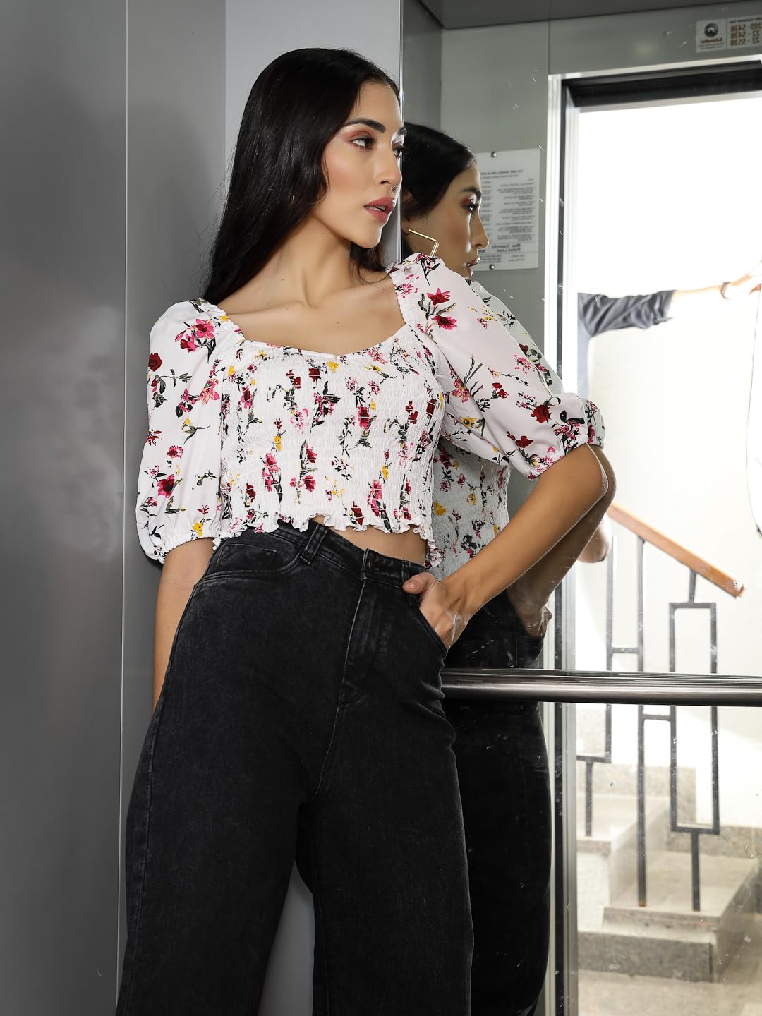 OOMPH! Crop Tops for Women, White - mt654